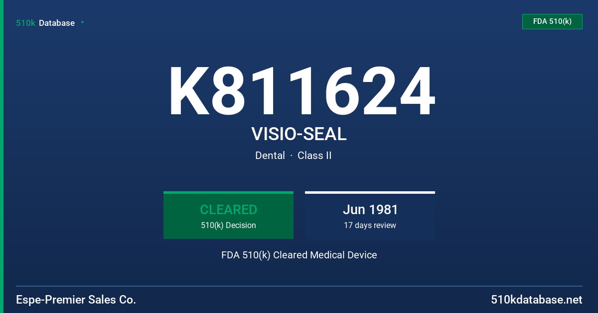 K811624 VISIO-SEAL FDA 510(k) Cleared Medical Device
