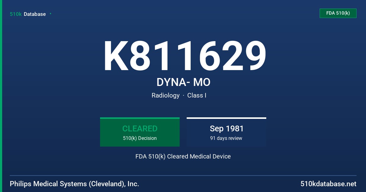 K811629 DYNA- MO FDA 510(k) Cleared Medical Device