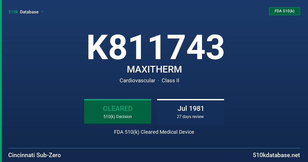 K811743 MAXITHERM FDA 510(k) Cleared Medical Device