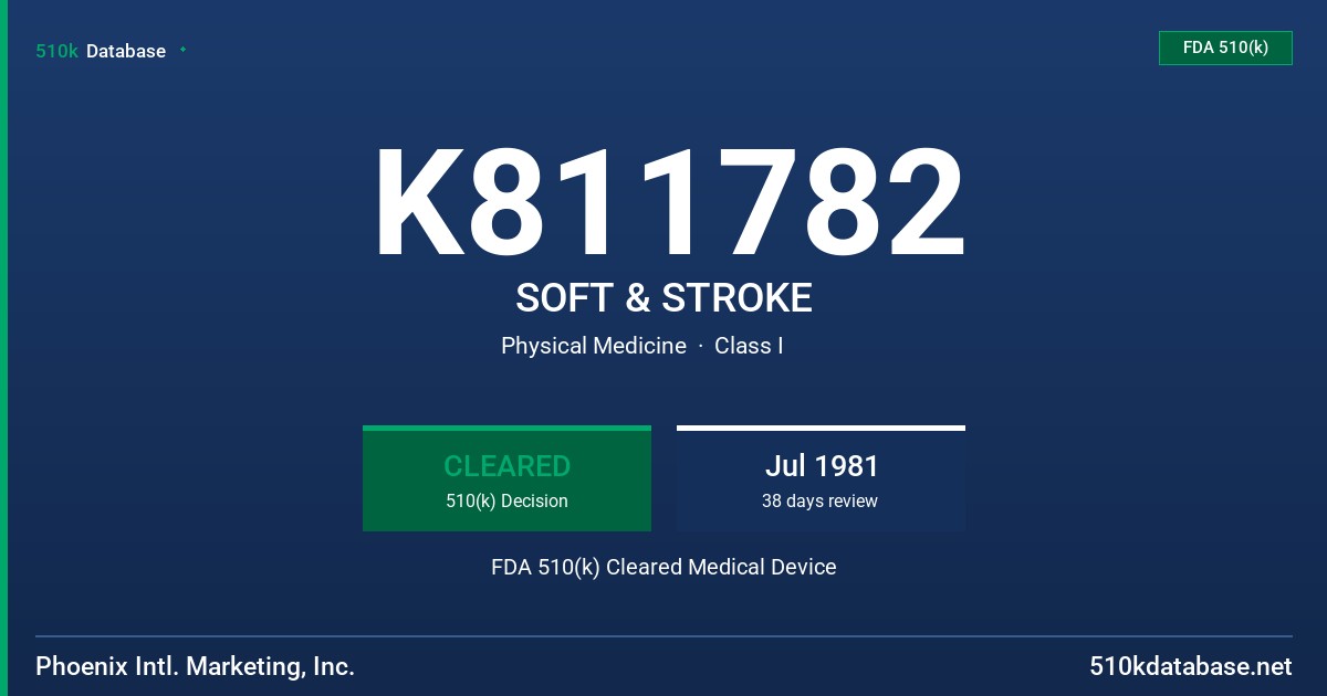 K811782 SOFT & STROKE FDA 510(k) Cleared Medical Device