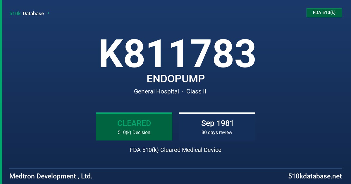 K811783 ENDOPUMP FDA 510(k) Cleared Medical Device