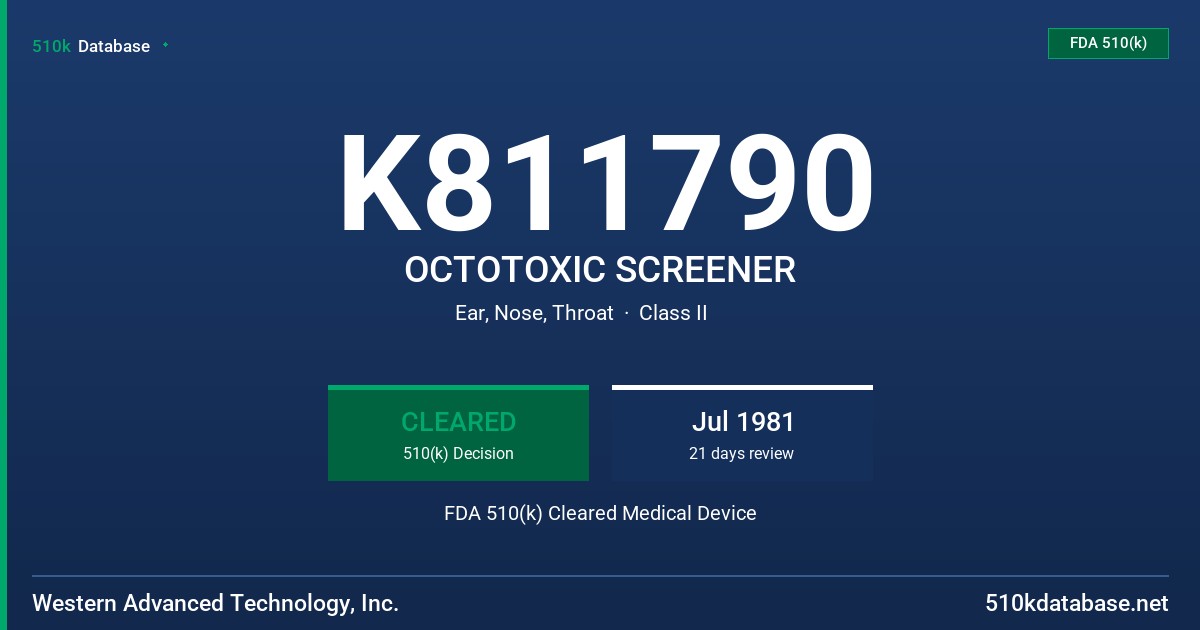 K811790 OCTOTOXIC SCREENER FDA 510(k) Cleared Medical Device