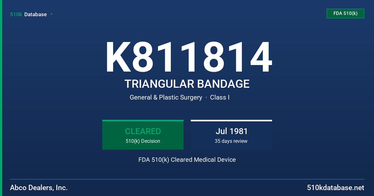 K811814 TRIANGULAR BANDAGE FDA 510(k) Cleared Medical Device