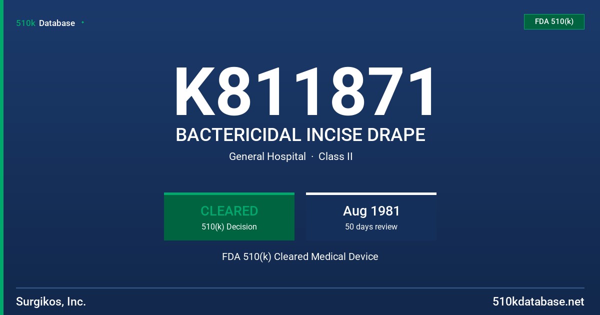 K811871 BACTERICIDAL INCISE DRAPE FDA 510(k) Cleared Medical Device