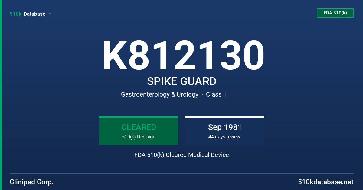 K812130 SPIKE GUARD FDA 510(k) Cleared Medical Device