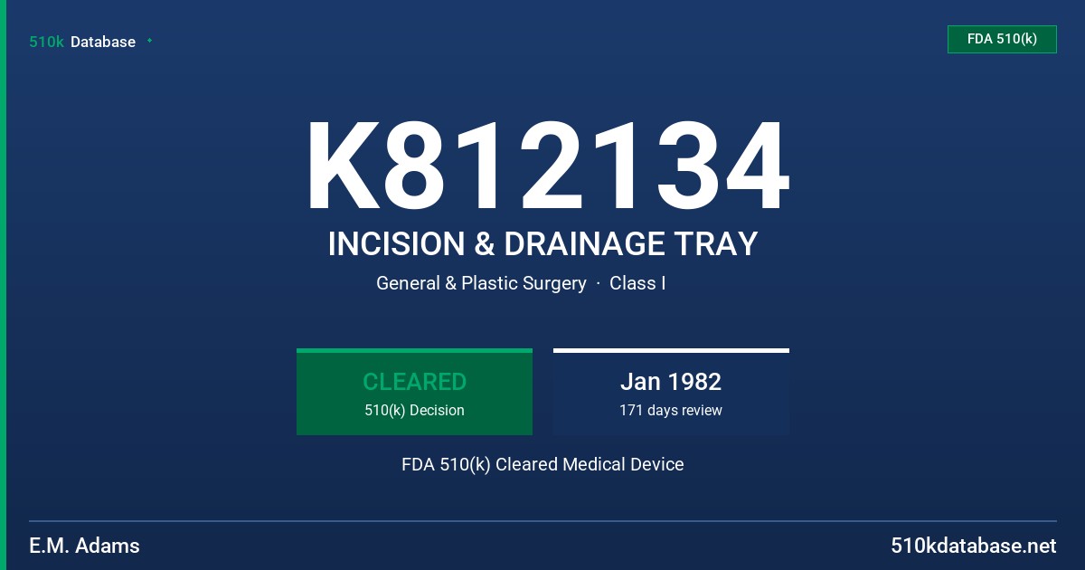 K812134 INCISION & DRAINAGE TRAY FDA 510(k) Cleared Medical Device