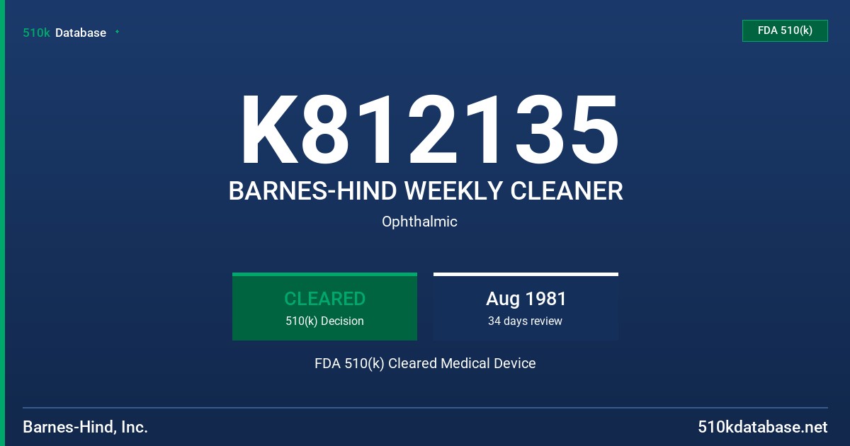 K812135 BARNES-HIND WEEKLY CLEANER FDA 510(k) Cleared Medical Device