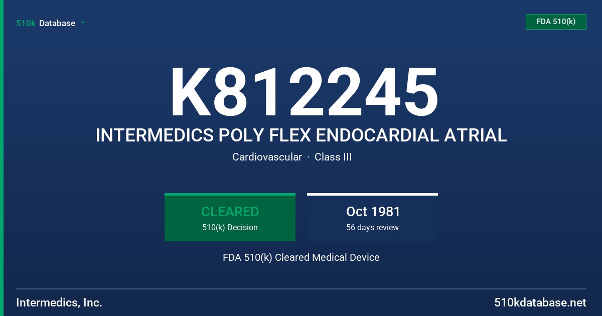 K812245 INTERMEDICS POLY FLEX ENDOCARDIAL ATRIAL FDA 510(k) Cleared Medical Device