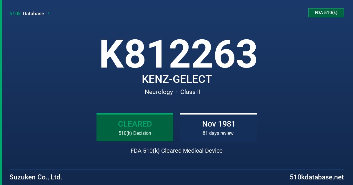 K812263 KENZ-GELECT FDA 510(k) Cleared Medical Device