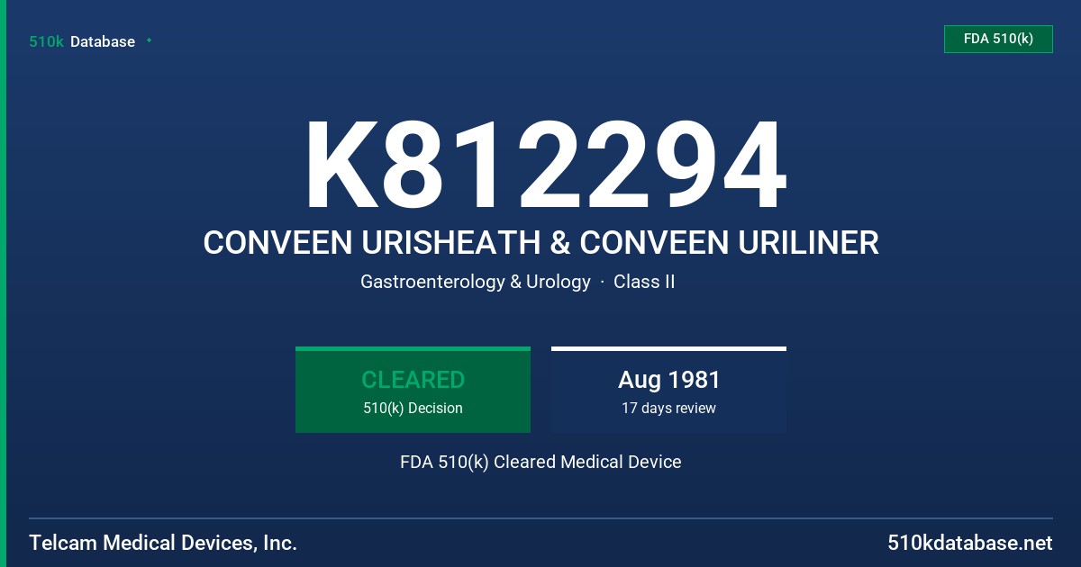 K812294 CONVEEN URISHEATH & CONVEEN URILINER FDA 510(k) Cleared Medical Device