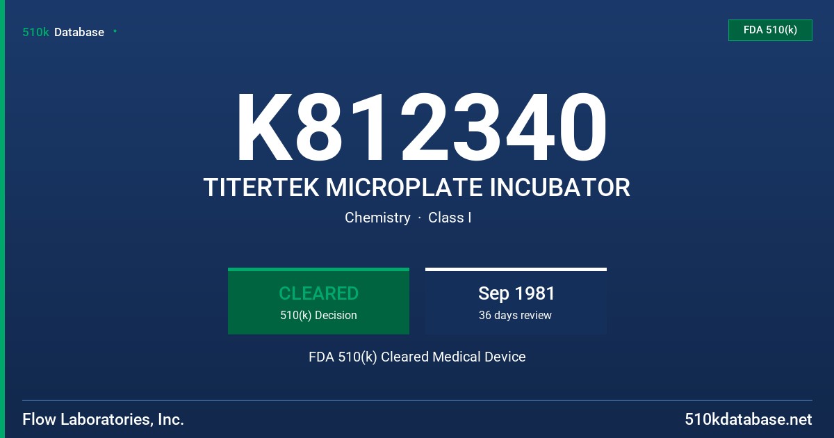 K812340 TITERTEK MICROPLATE INCUBATOR FDA 510(k) Cleared Medical Device