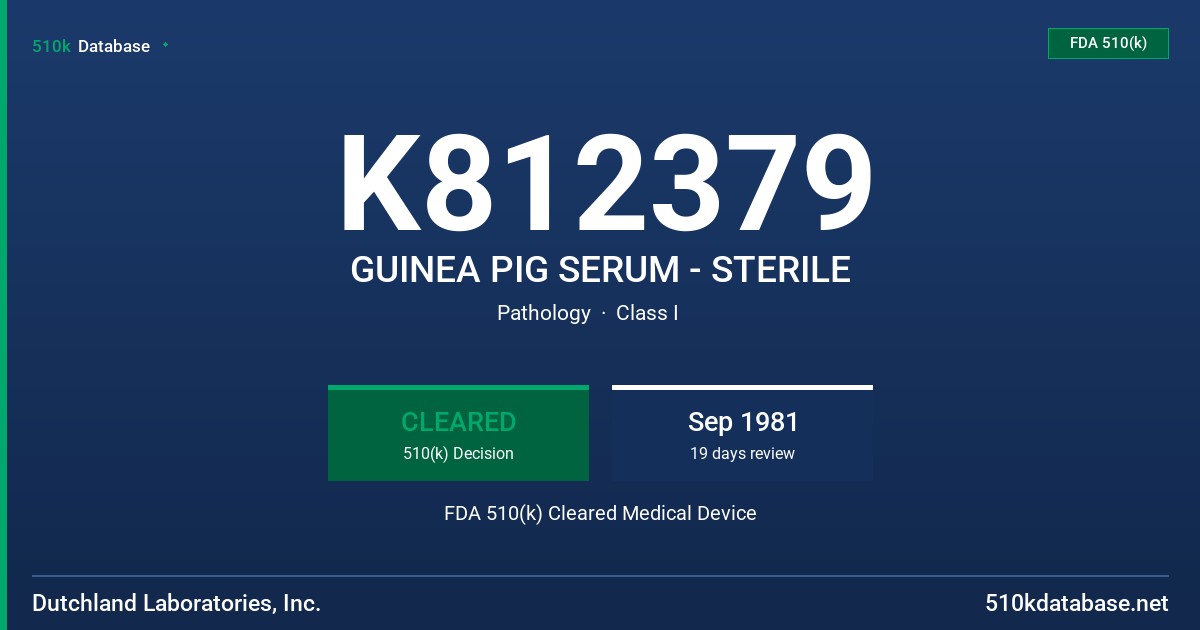 K812379 GUINEA PIG SERUM - STERILE FDA 510(k) Cleared Medical Device