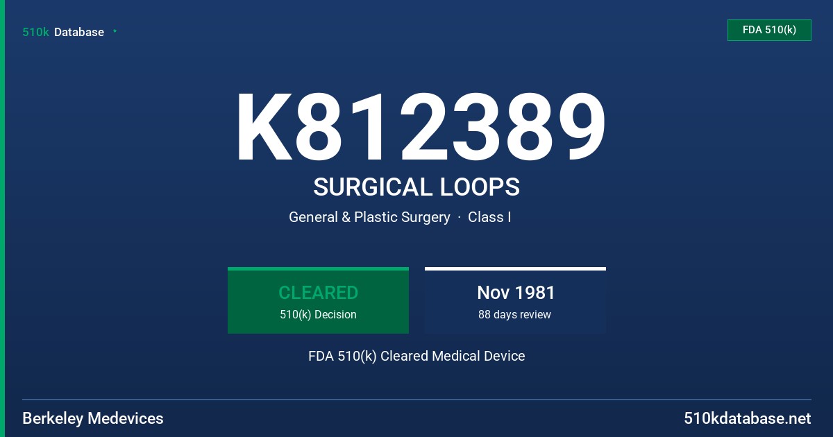 K812389 SURGICAL LOOPS FDA 510(k) Cleared Medical Device