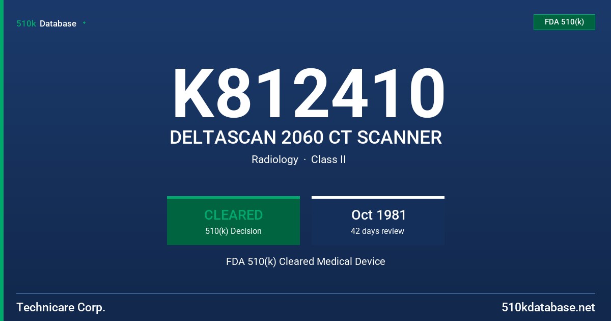 K812410 DELTASCAN 2060 CT SCANNER FDA 510(k) Cleared Medical Device