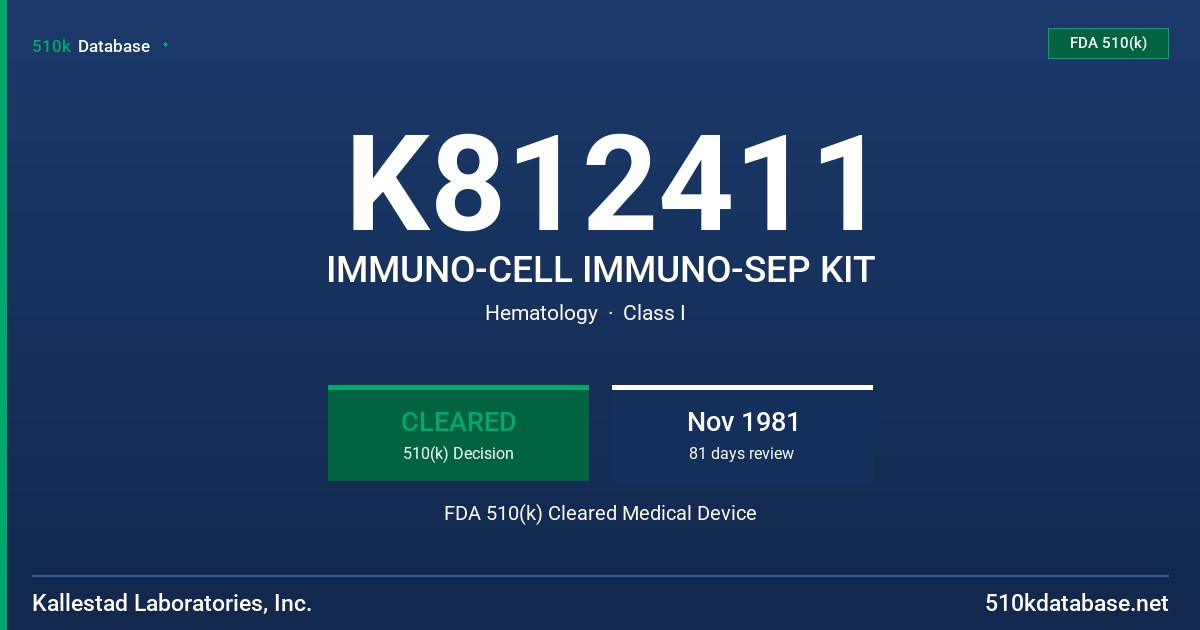 K812411 IMMUNO-CELL IMMUNO-SEP KIT FDA 510(k) Cleared Medical Device