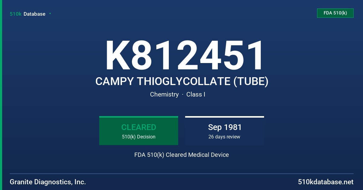 K812451 CAMPY THIOGLYCOLLATE (TUBE) FDA 510(k) Cleared Medical Device