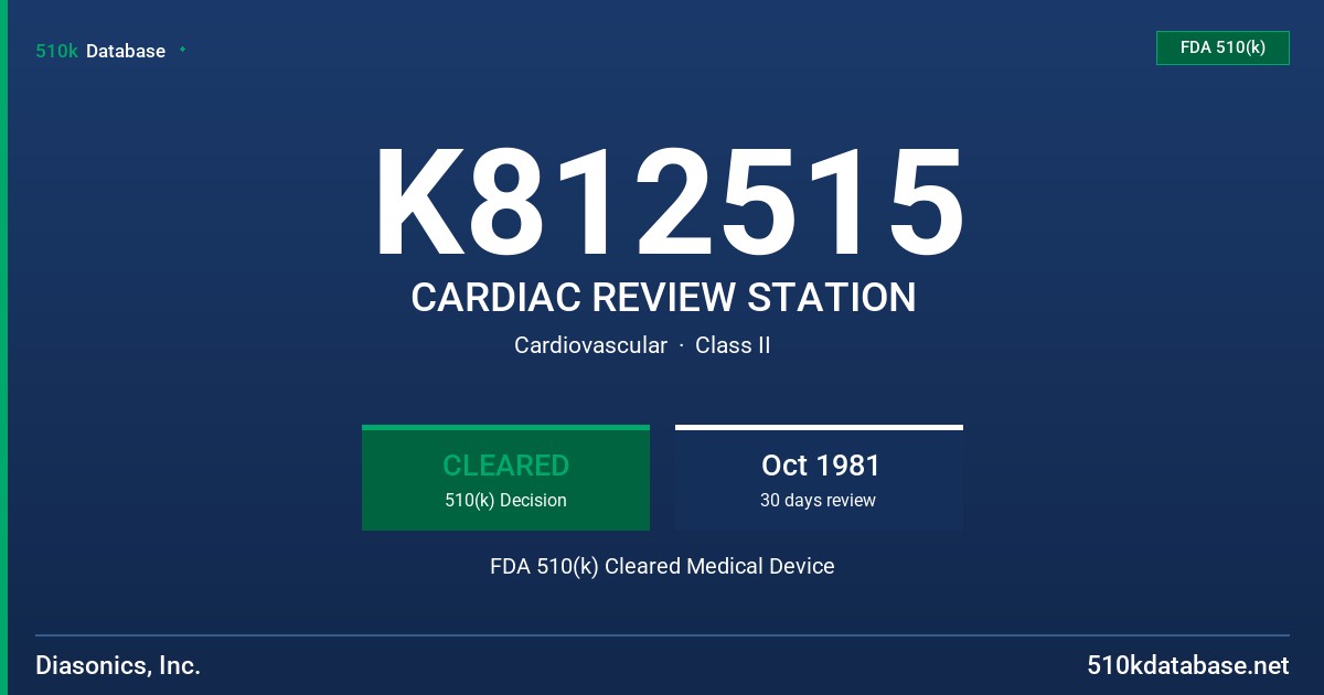 K812515 CARDIAC REVIEW STATION FDA 510(k) Cleared Medical Device