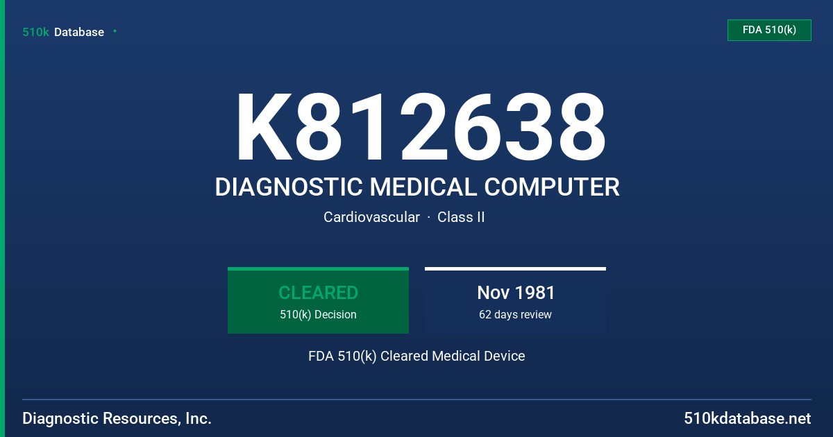 K812638 DIAGNOSTIC MEDICAL COMPUTER FDA 510(k) Cleared Medical Device