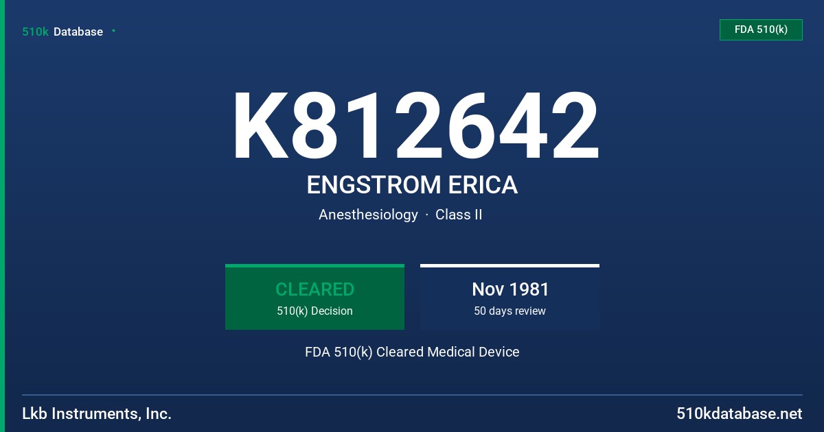 K812642 ENGSTROM ERICA FDA 510(k) Cleared Medical Device