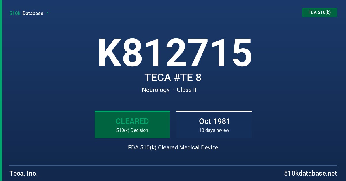 K812715 TECA #TE 8 FDA 510(k) Cleared Medical Device