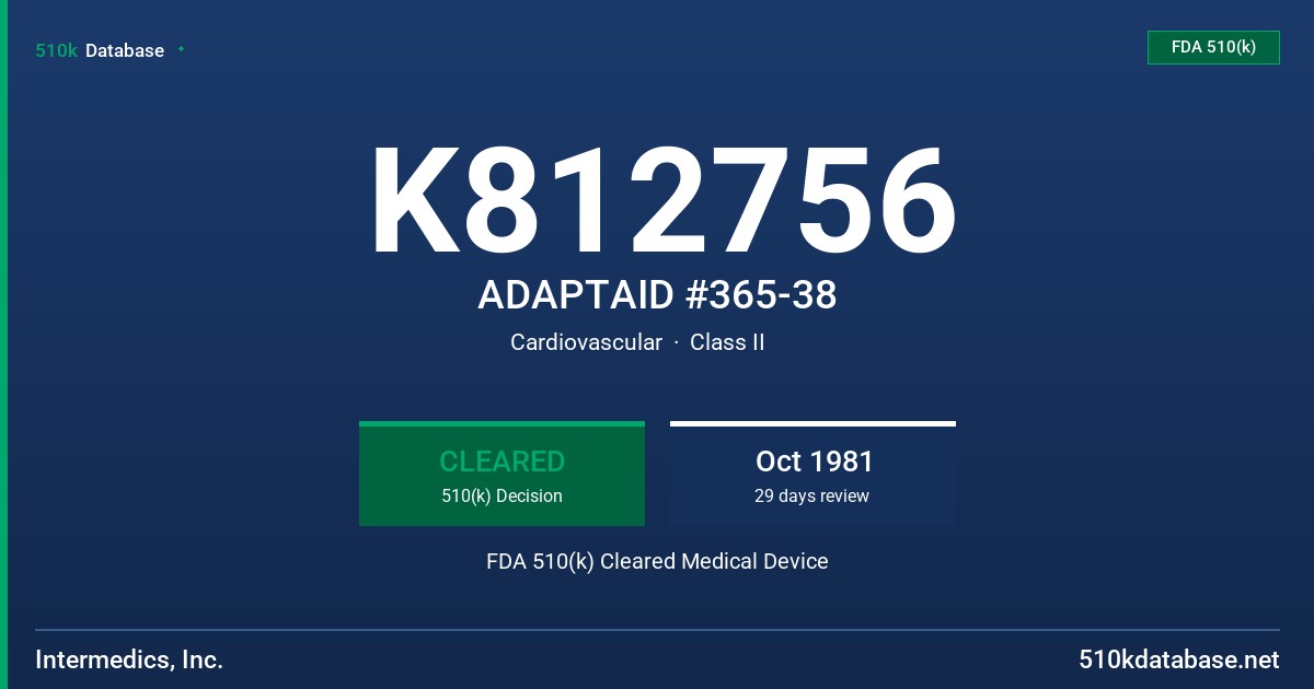 K812756 ADAPTAID #365-38 FDA 510(k) Cleared Medical Device