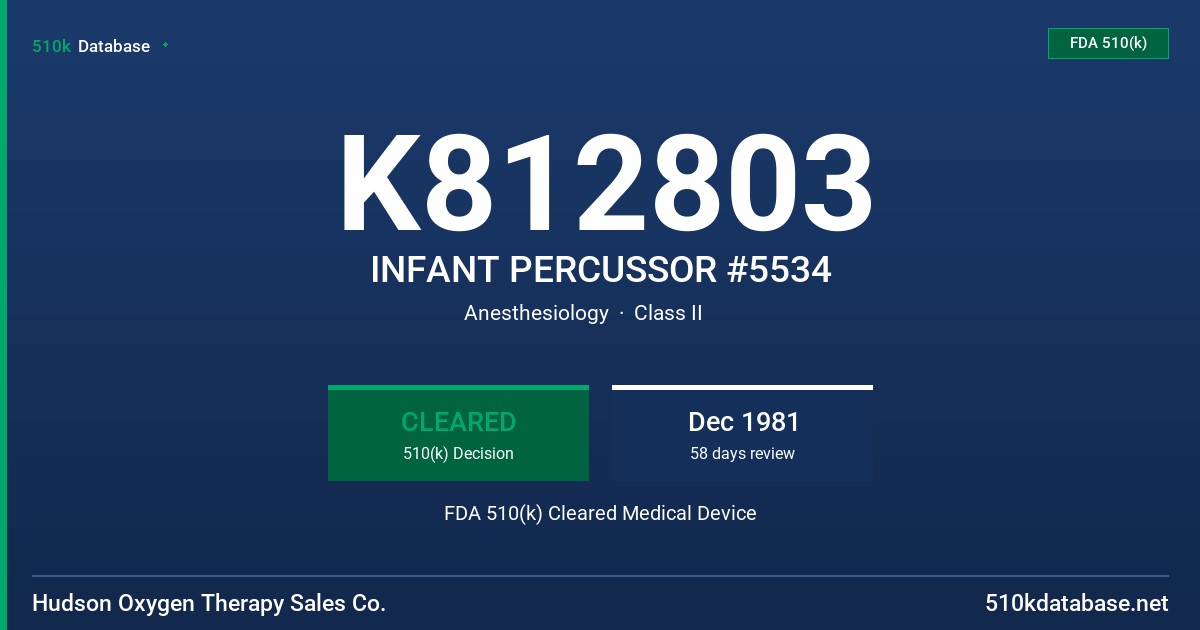 K812803 INFANT PERCUSSOR #5534 FDA 510(k) Cleared Medical Device