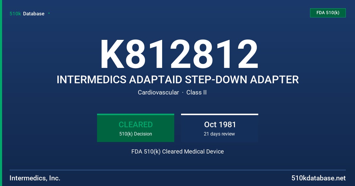K812812 INTERMEDICS ADAPTAID STEP-DOWN ADAPTER FDA 510(k) Cleared Medical Device