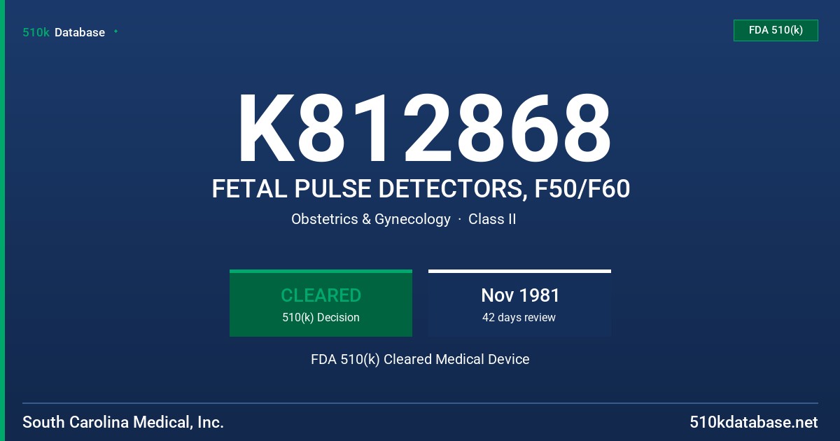 K812868 FETAL PULSE DETECTORS, F50/F60 FDA 510(k) Cleared Medical Device