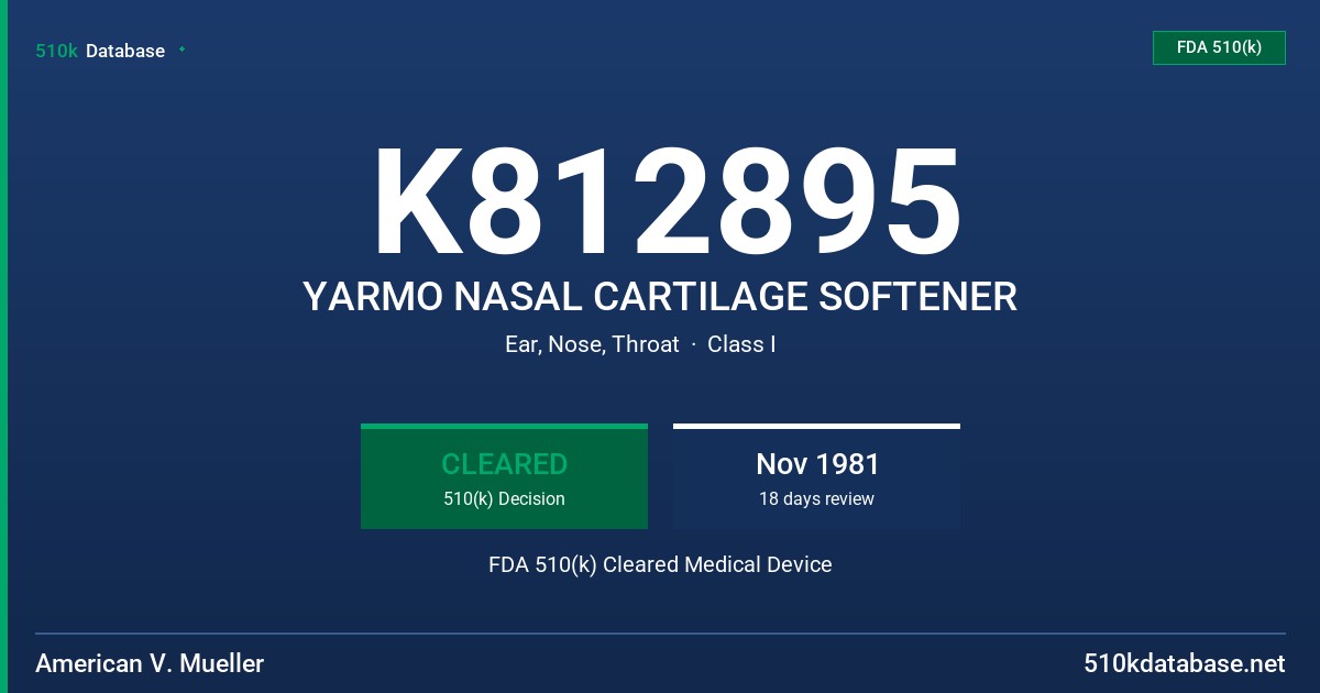K812895 YARMO NASAL CARTILAGE SOFTENER FDA 510(k) Cleared Medical Device