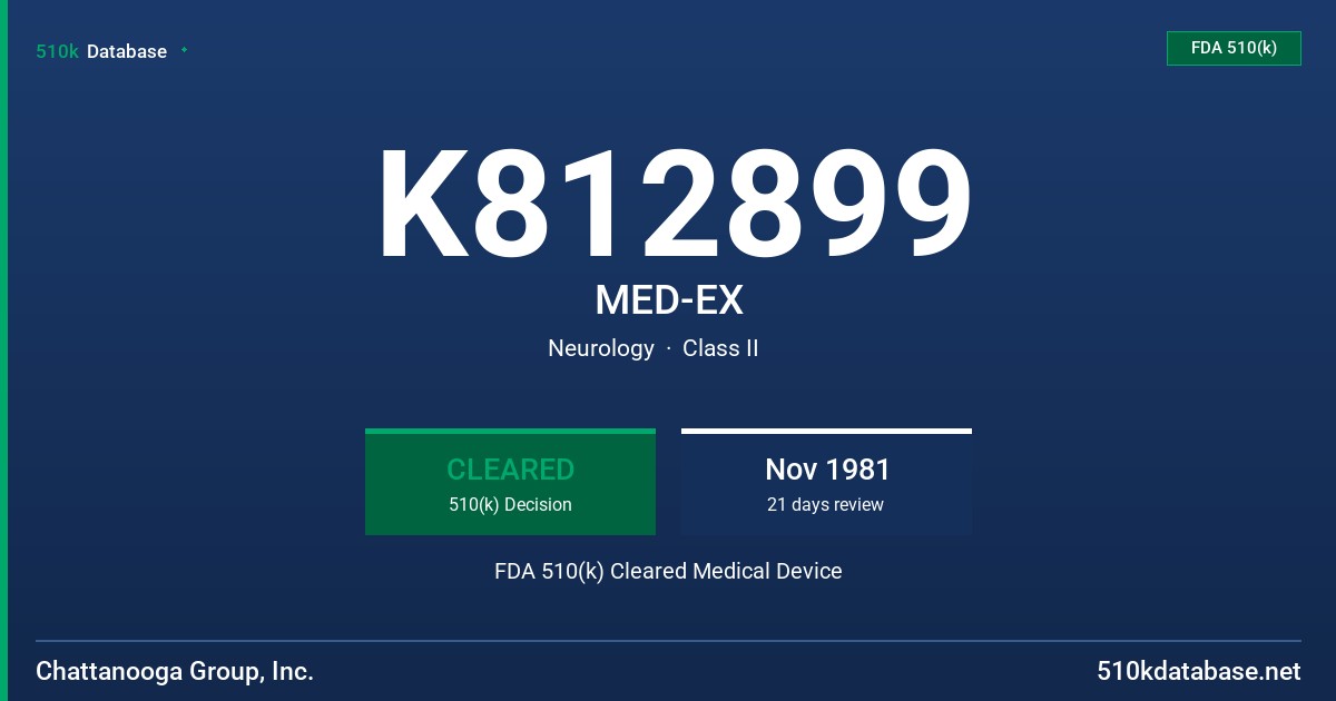 K812899 MED-EX FDA 510(k) Cleared Medical Device