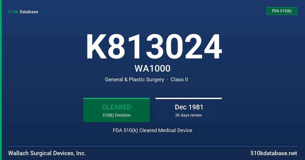 K813024 WA1000 FDA 510(k) Cleared Medical Device