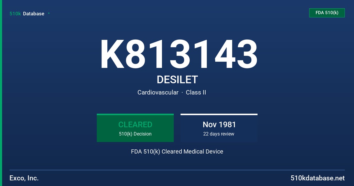 K813143 DESILET FDA 510(k) Cleared Medical Device