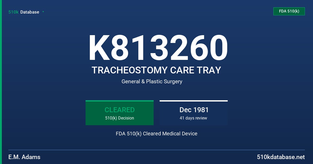 K813260 TRACHEOSTOMY CARE TRAY FDA 510(k) Cleared Medical Device