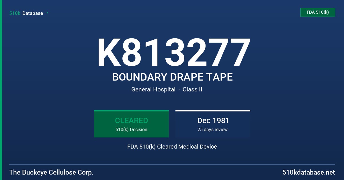 K813277 BOUNDARY DRAPE TAPE FDA 510(k) Cleared Medical Device