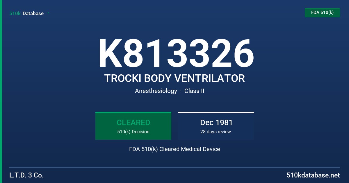 K813326 TROCKI BODY VENTRILATOR FDA 510(k) Cleared Medical Device
