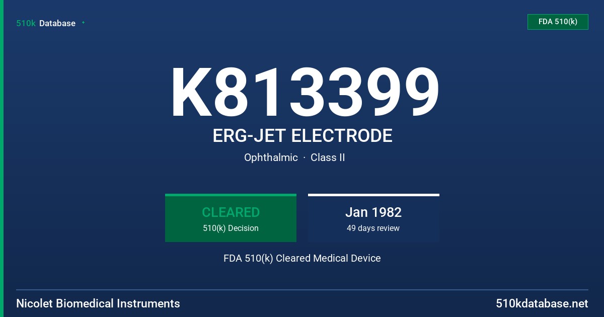 K813399 ERG-JET ELECTRODE FDA 510(k) Cleared Medical Device