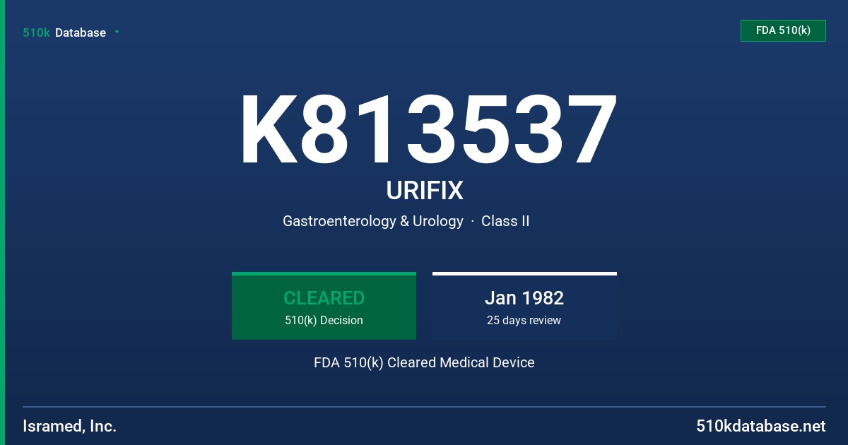 K813537 URIFIX FDA 510(k) Cleared Medical Device