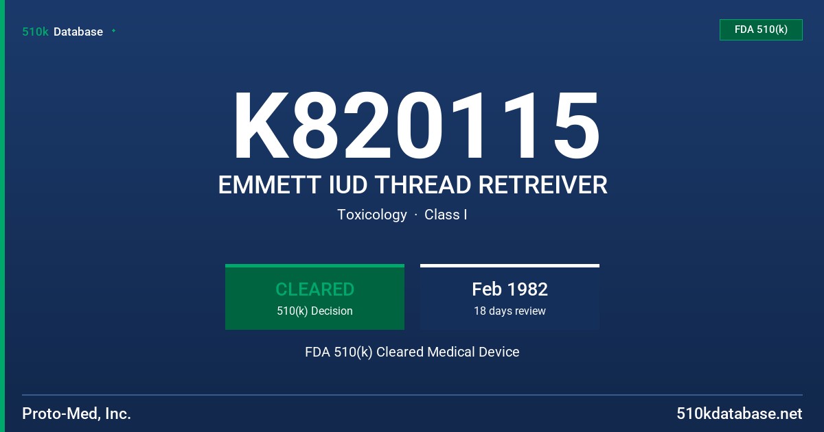 K820115 EMMETT IUD THREAD RETREIVER FDA 510(k) Cleared Medical Device