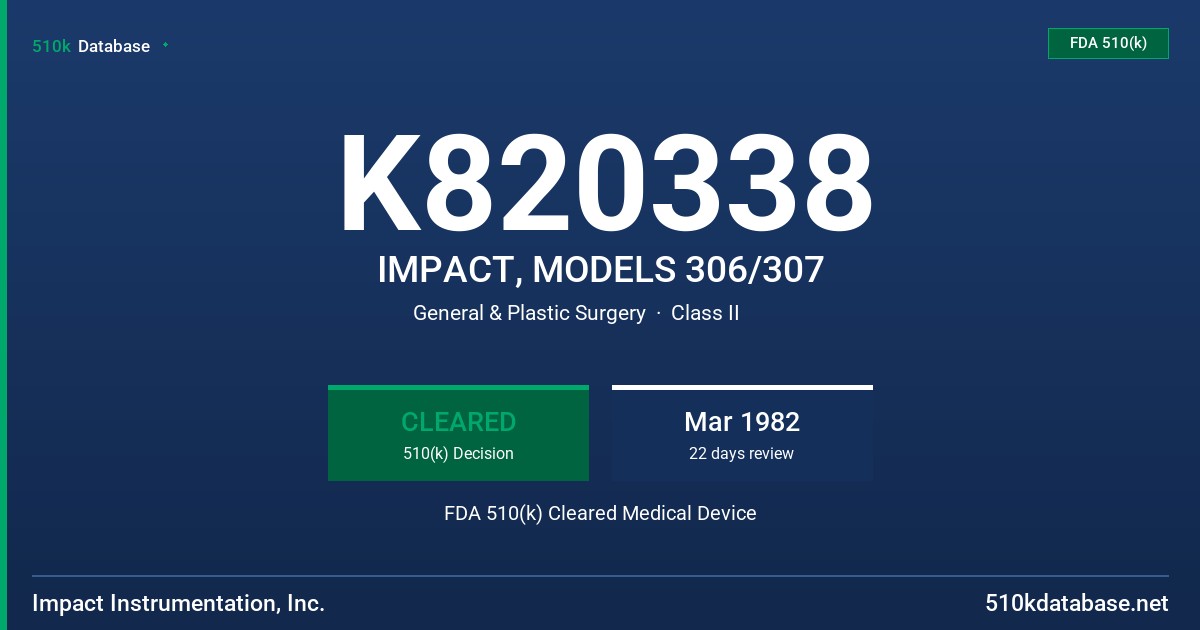 K820338 IMPACT, MODELS 306/307 FDA 510(k) Cleared Medical Device