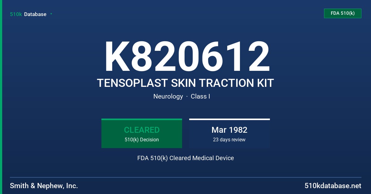 K820612 TENSOPLAST SKIN TRACTION KIT FDA 510(k) Cleared Medical Device