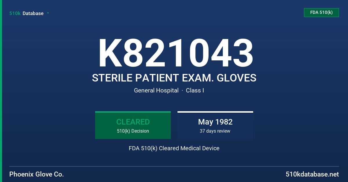 K821043 STERILE PATIENT EXAM. GLOVES FDA 510(k) Cleared Medical Device