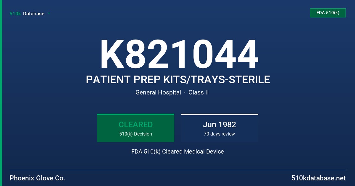 K821044 PATIENT PREP KITS/TRAYS-STERILE FDA 510(k) Cleared Medical Device