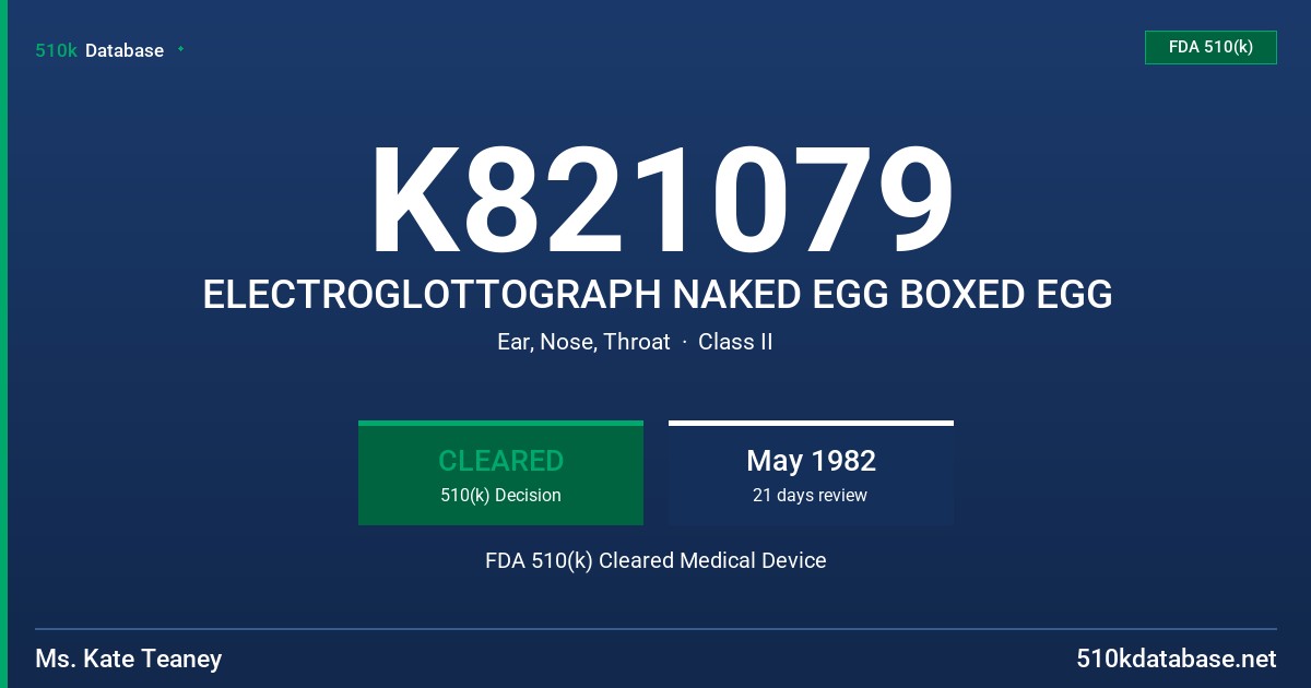 K821079 ELECTROGLOTTOGRAPH NAKED EGG BOXED EGG FDA 510(k) Cleared Medical Device