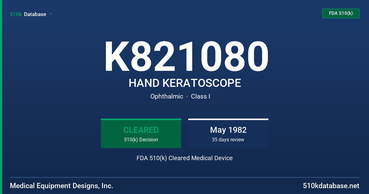 K821080 HAND KERATOSCOPE FDA 510(k) Cleared Medical Device