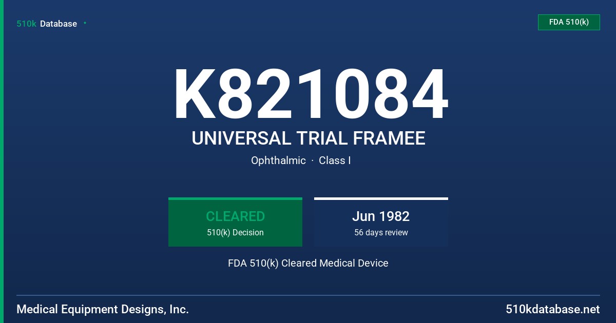 K821084 UNIVERSAL TRIAL FRAMEE FDA 510(k) Cleared Medical Device