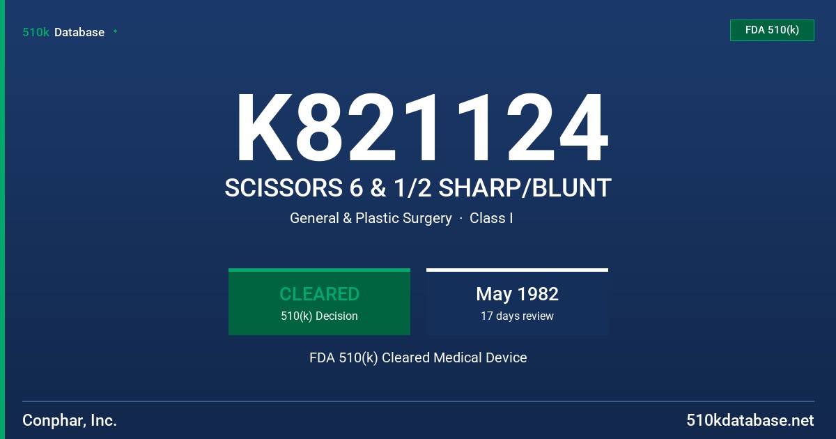 K821124 SCISSORS 6 & 1/2 SHARP/BLUNT FDA 510(k) Cleared Medical Device