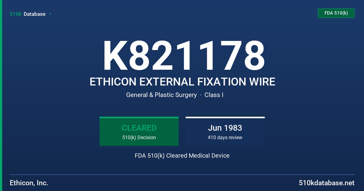 K821178 ETHICON EXTERNAL FIXATION WIRE FDA 510(k) Cleared Medical Device