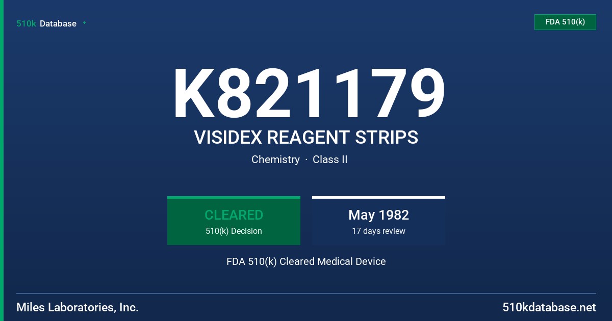 K821179 VISIDEX REAGENT STRIPS FDA 510(k) Cleared Medical Device