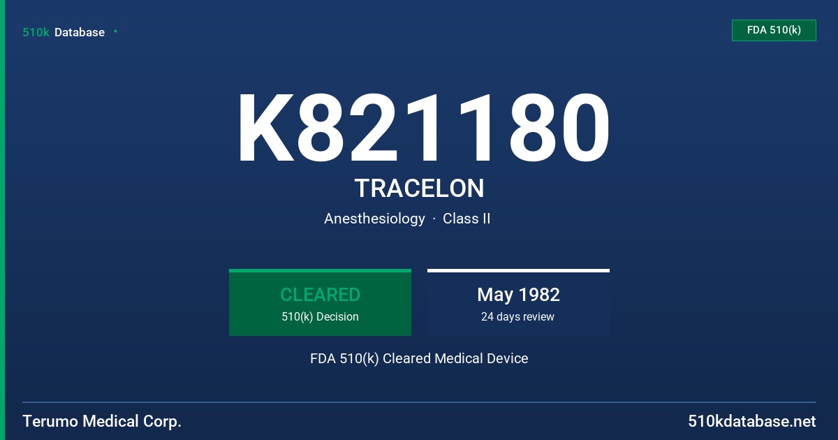K821180 TRACELON FDA 510(k) Cleared Medical Device