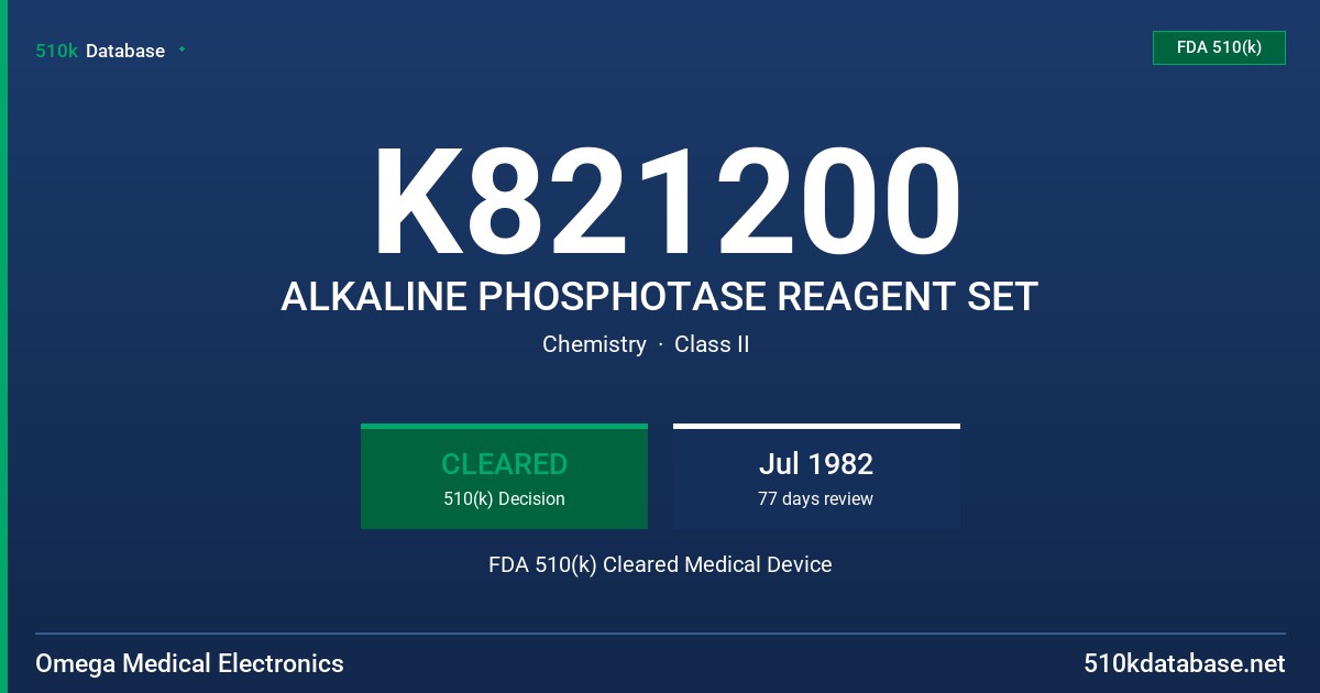 K821200 ALKALINE PHOSPHOTASE REAGENT SET FDA 510(k) Cleared Medical Device